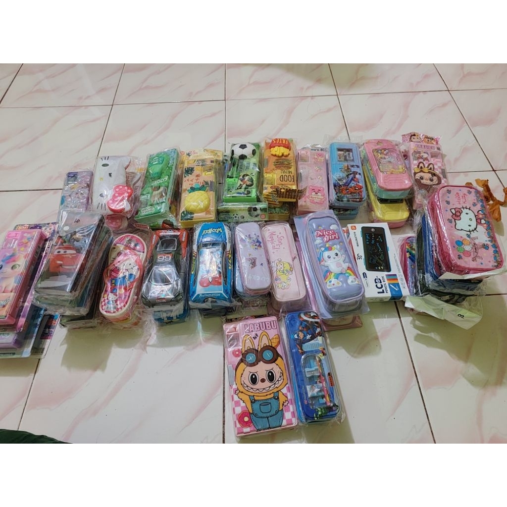 kotak pensil murah meriah / kotak pensil magnet / kotak pensil resleting / kotak pensil karakter / k