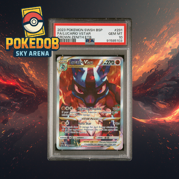 PSA 10 GEM MINT Lucario VSTAR Full Art #291 SWSH Black Star Promo Crown Zenith | Pokemon English TCG