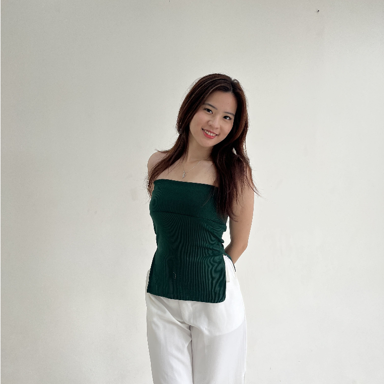 [Lolabae] CORRY Knit Tube Top | Kemben Slit | Atasan Kemben Wanita | Kemben Rajut Belah Samping