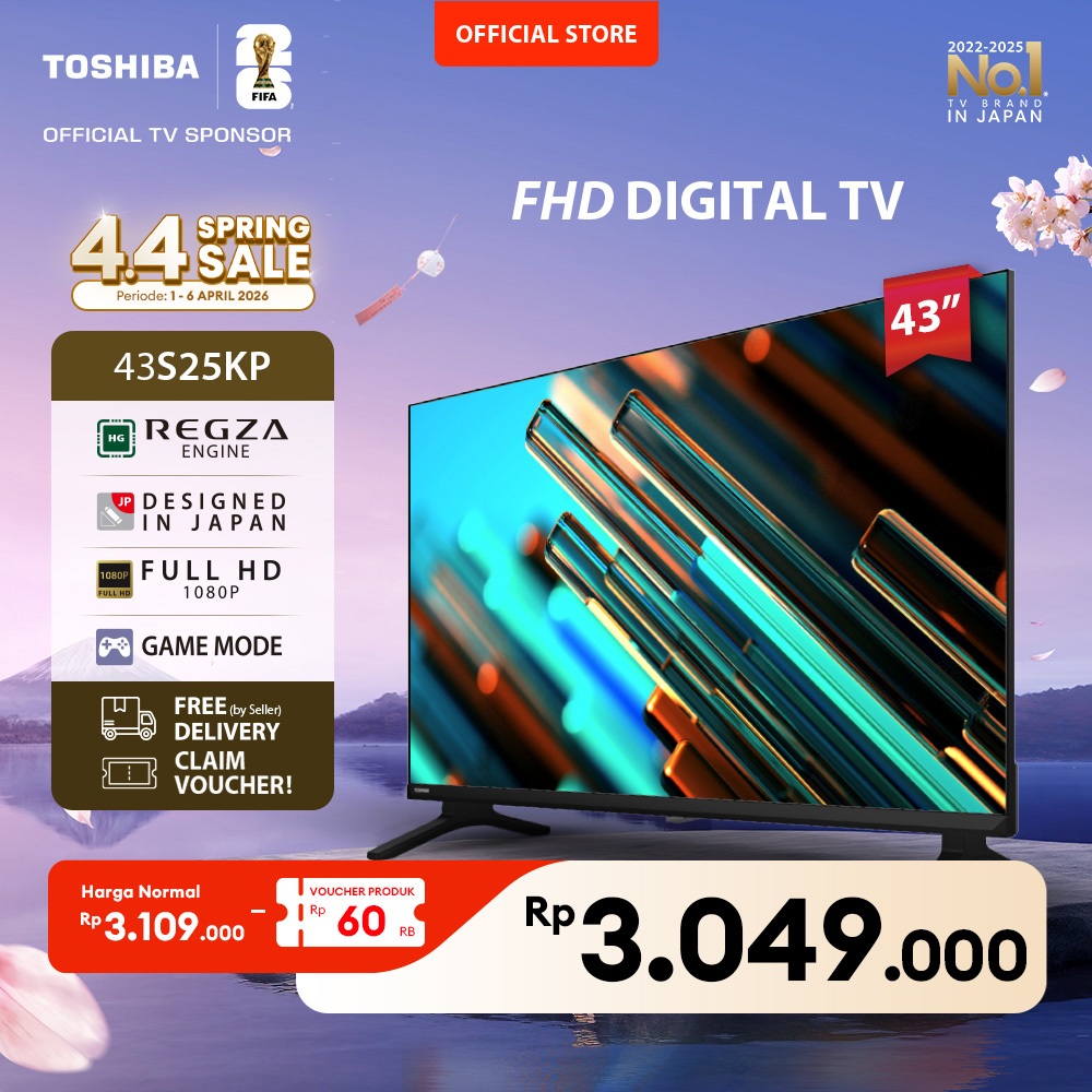Toshiba TV 43" FHD Digital TV - Dolby Audio Regza Game Mode HDMI USB - 43S25KP
