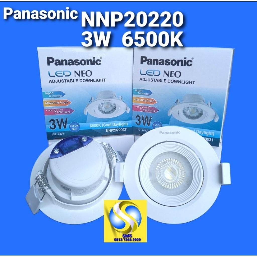 Panasonic | Lampu LED Downlight 3 Watt 6500K Adjustable Downlight