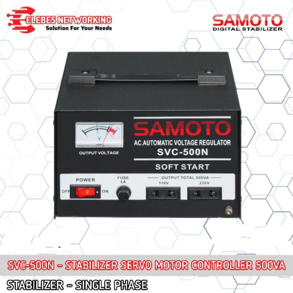 SVC 500N Stabilizer Listrik SAMOTO 500VA Stavolt AVR Servo Motor