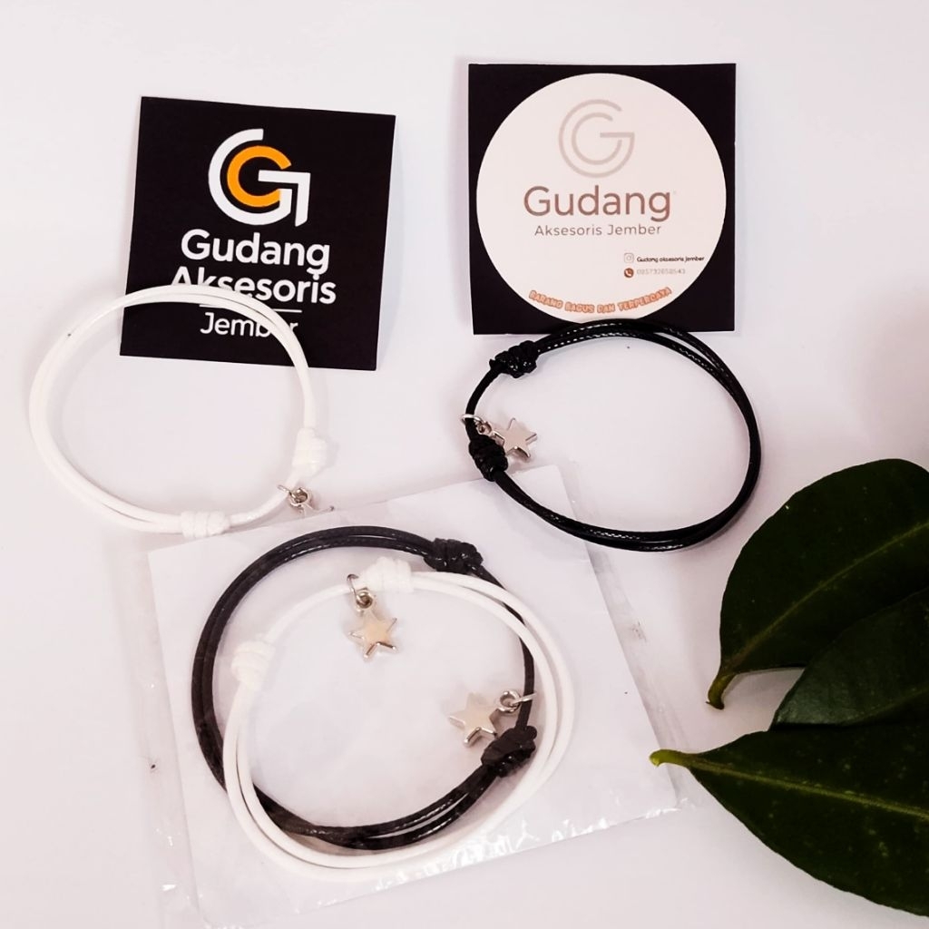 Gelang tali bintang hitam putih (couple bracelet)