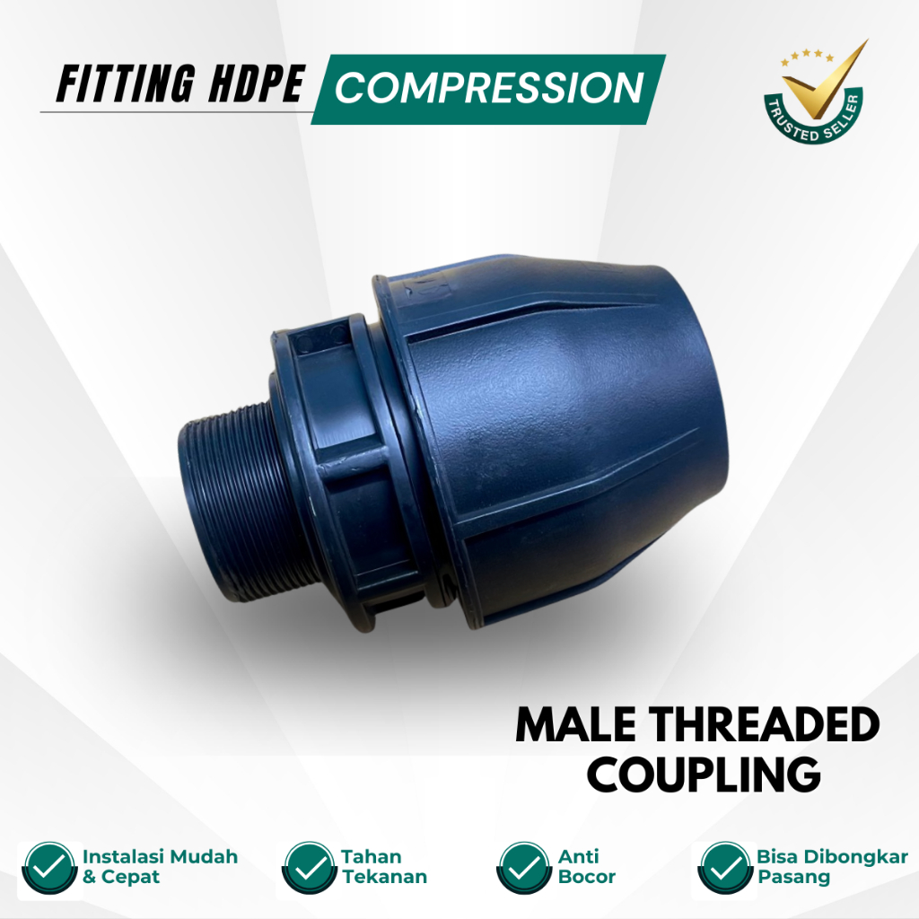 Male Adaptor Drat Luar Pipa Hdpe Ukuran 25 x 1/2" I Sok Drat Luar Sambungan Pipa Hdpe