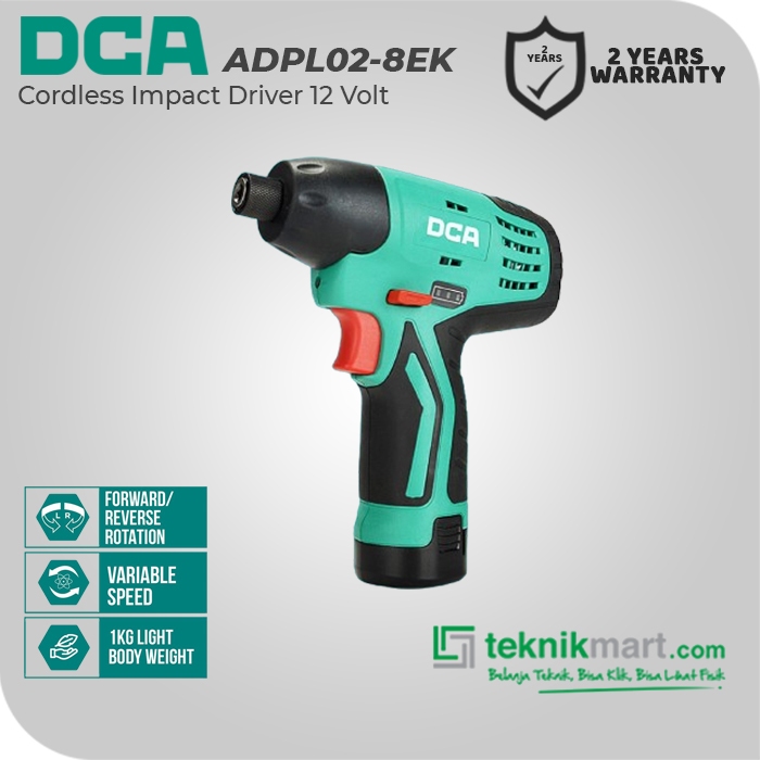 DCA Cordless Impact Driver / Mesin Impact Driver Baterai 12Volt ADPL02-8EK (FULL SET)