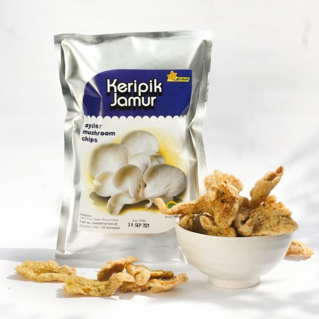 Keripik Jamur Levina 100 gram Oleh Oleh Khas Malang Oyster Mushroom Siram