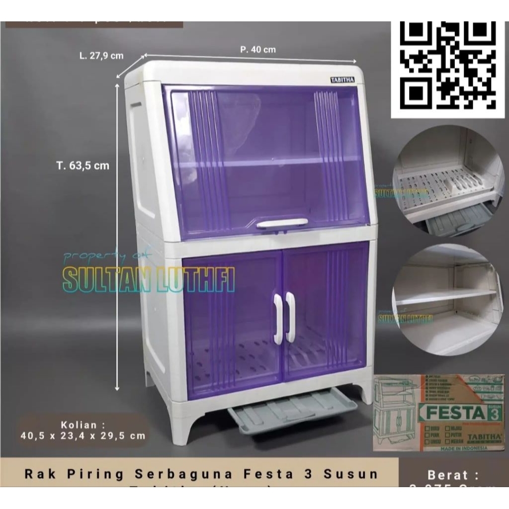 rak piring festa susun 3 rak piring plastik tutup