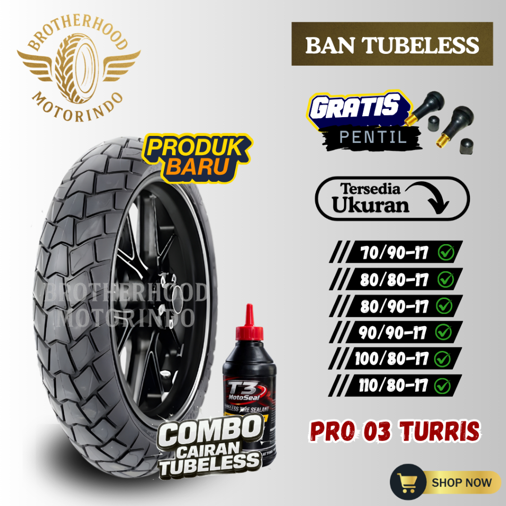 BAN ASCENDO PRO03 TURRIS RING 14 / RING 17 TUBLES ( 70/90 80/80 80/90 90/90 100/80 110/80-17 ) BAN T