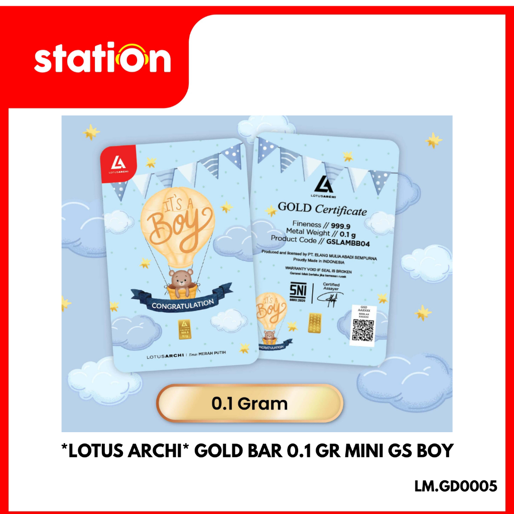 *LOTUS ARCHI* GOLD BAR MINI GIFT SERIES - BABY BORN 0.1GR / 0.2GR