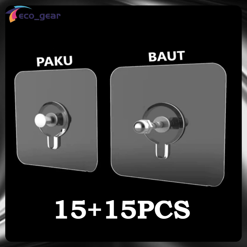 30Pcs Paku Baut Socket Mix Stiker Tanpa Bor Tembok Tempel Dinding Gantung Foto