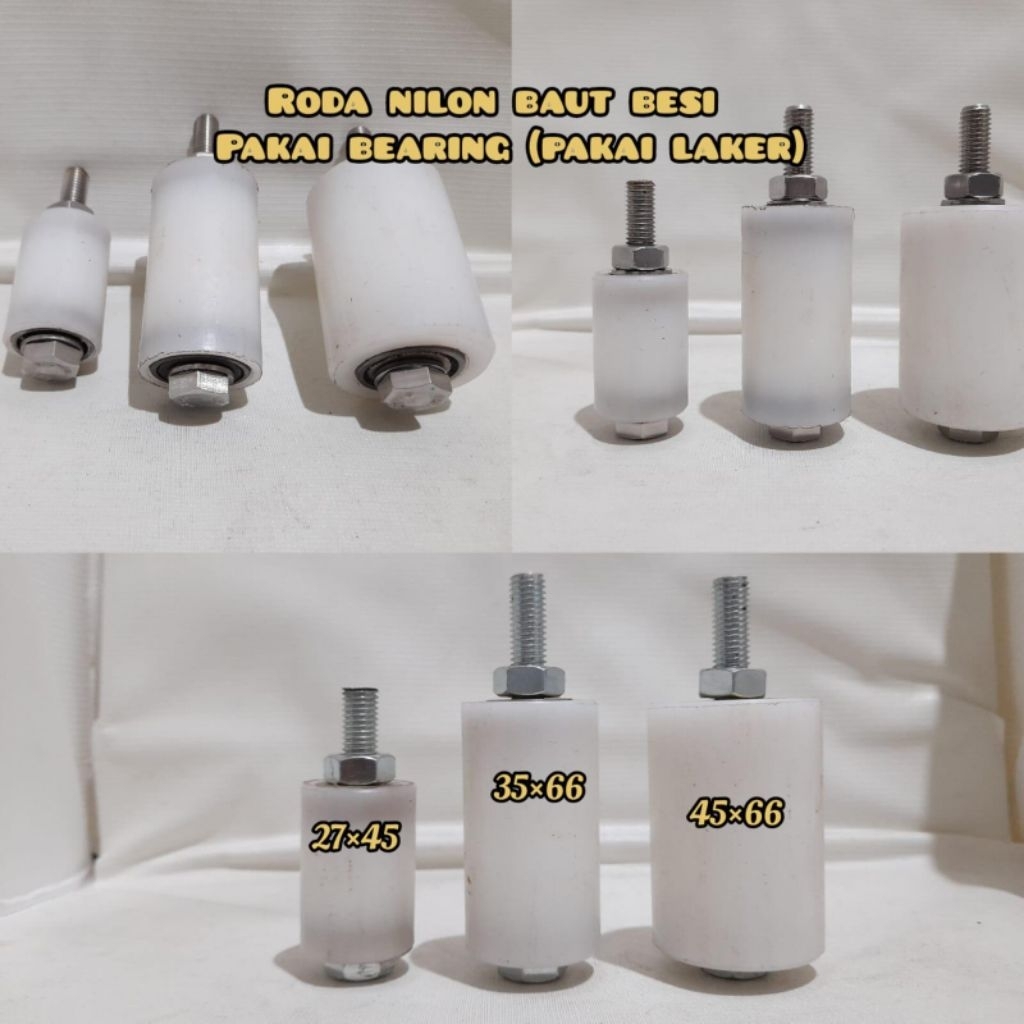 Roda Nilon BESI Tebal Premium - Bearing Pintu Pagar Besi / Stainless