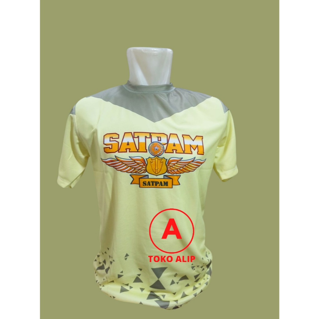 Kaos SUBLIM satpam Kombinasi (V) - Satpam Kombinasi Dryfit Kaos - Kaos Satpam Terbaru Cream