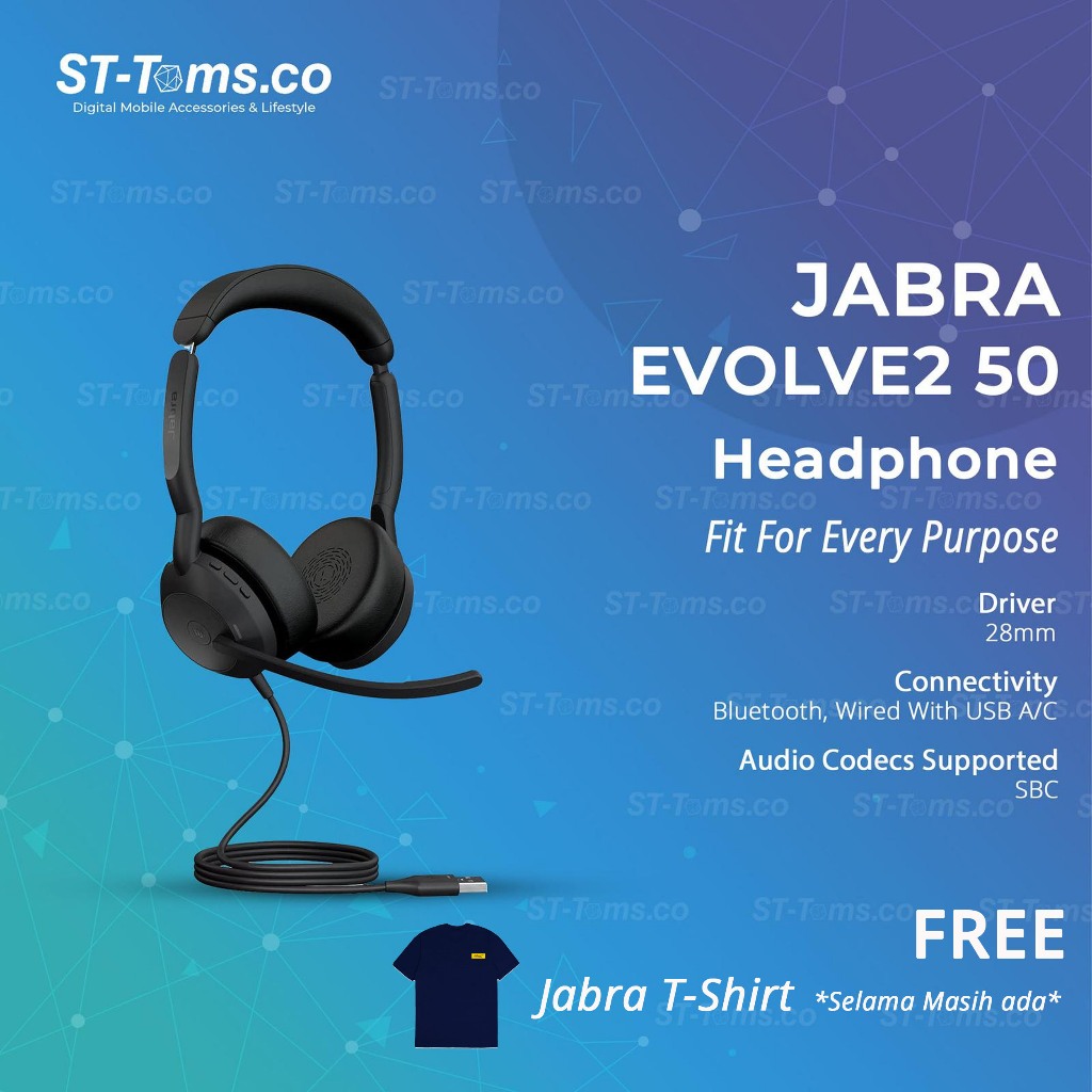 Jabra  Evolve2 50 Stereo Wired & Bluetooth Connectivity ANC Headphone