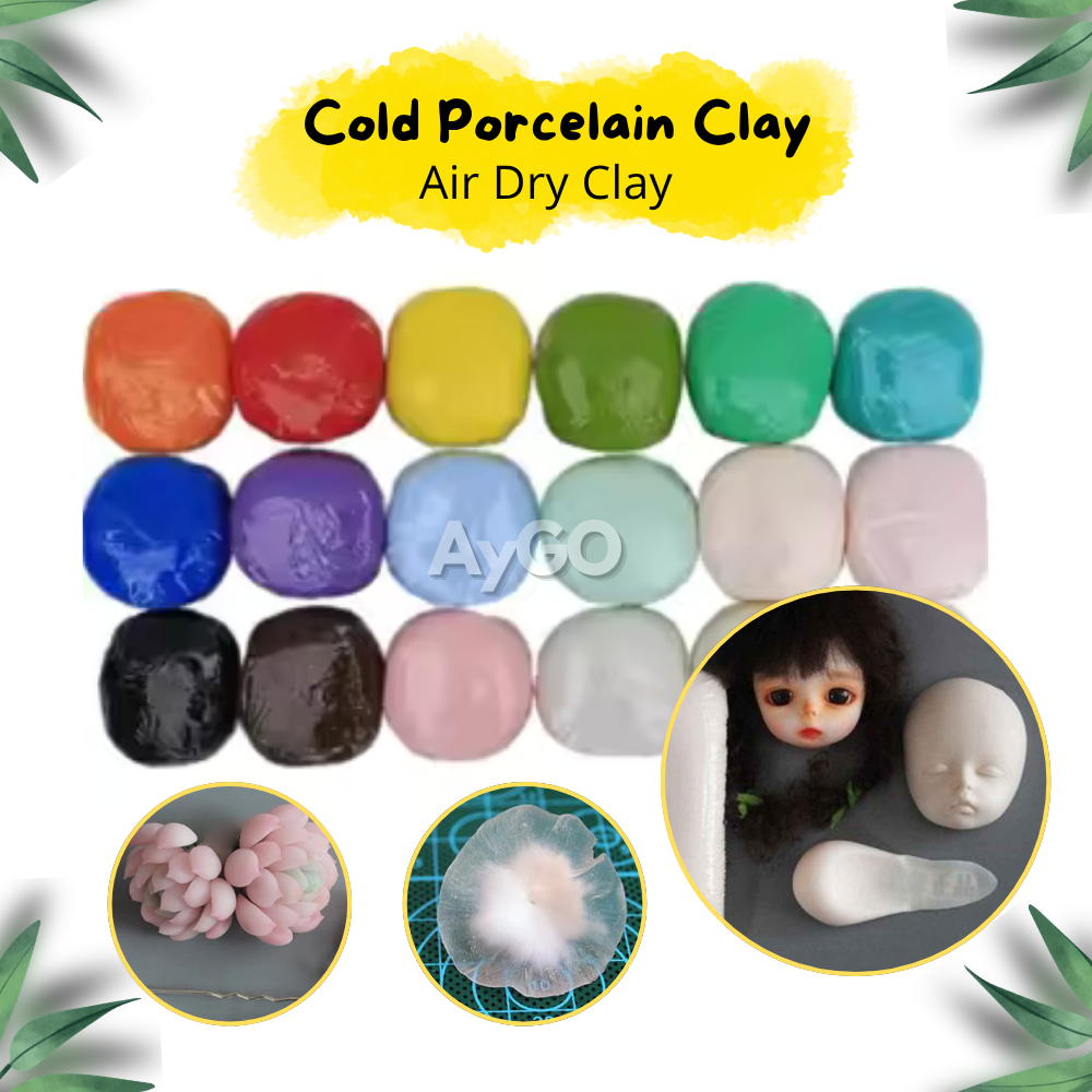 Cold Porcelain Clay / Air Dry Clay / Air Dry Cold Porcelain Clay Lembut, Keras, & Anti-Retak Tanpa D