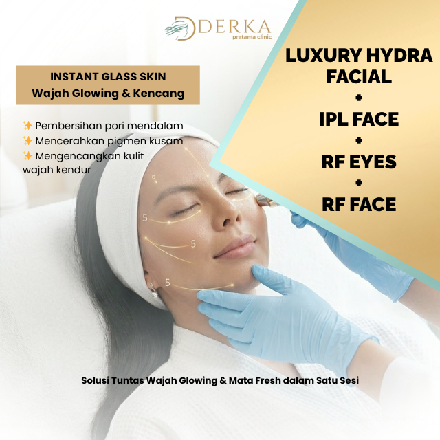 Derka Skin Glowing Instants Luxury Hydra Facial + IPL Face + RF Eyes Treatment + RF Face Treatment P