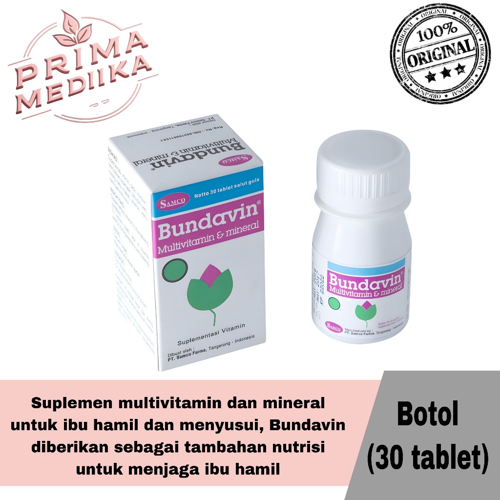 Bundavin Multivitamin Ibu Hamil Menyusui Pot 30 Tablet