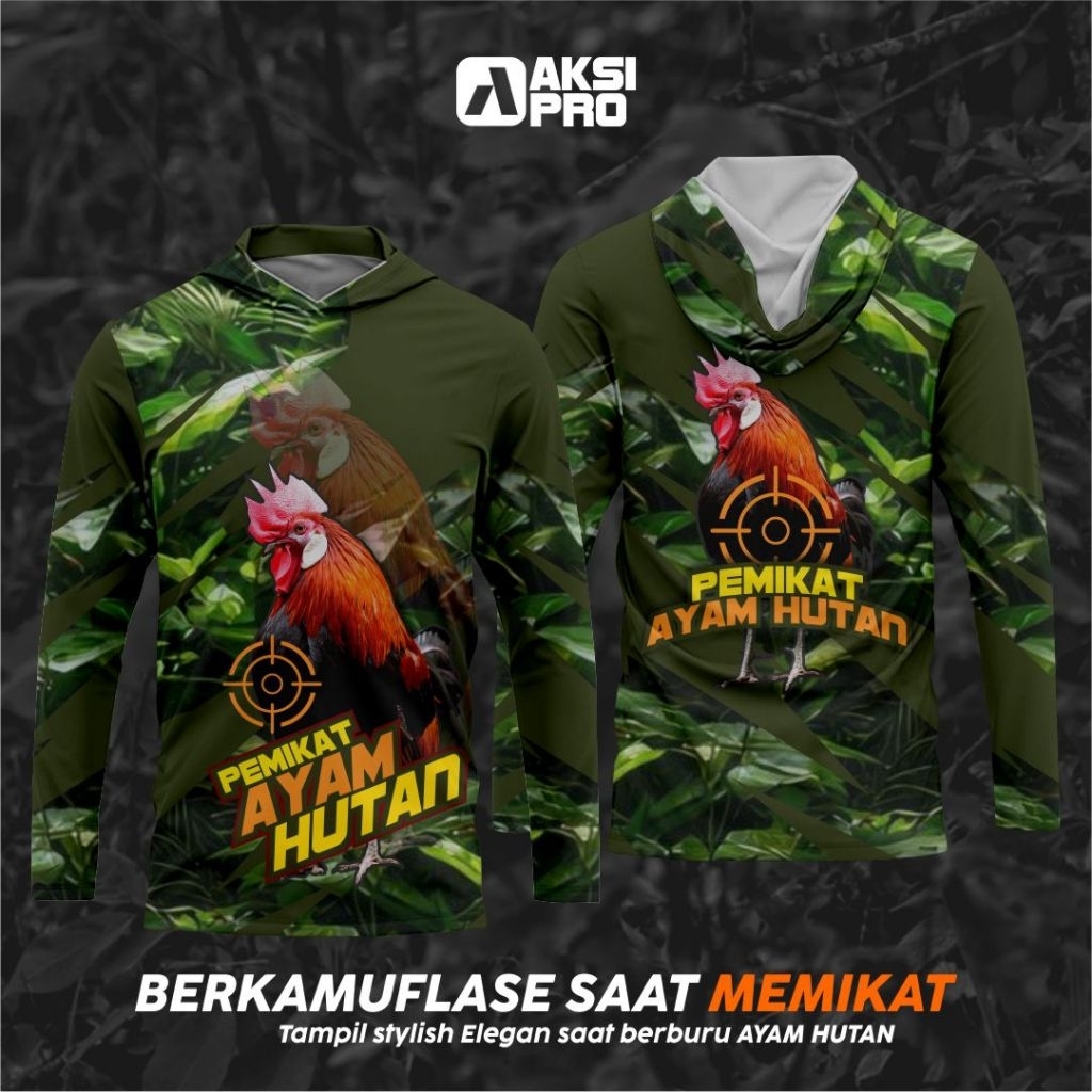 BAJU CAMO PIKAT AYAM HUTAN bisa tambah logo & Nama komunitas