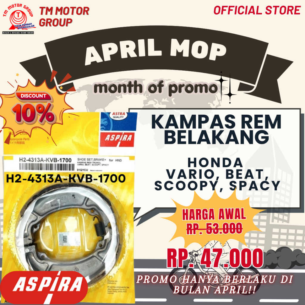 KAMPAS REM TROMOL HONDA VARIO, BEAT, SCOOPY, SPACY ORIGINAL ASPIRA