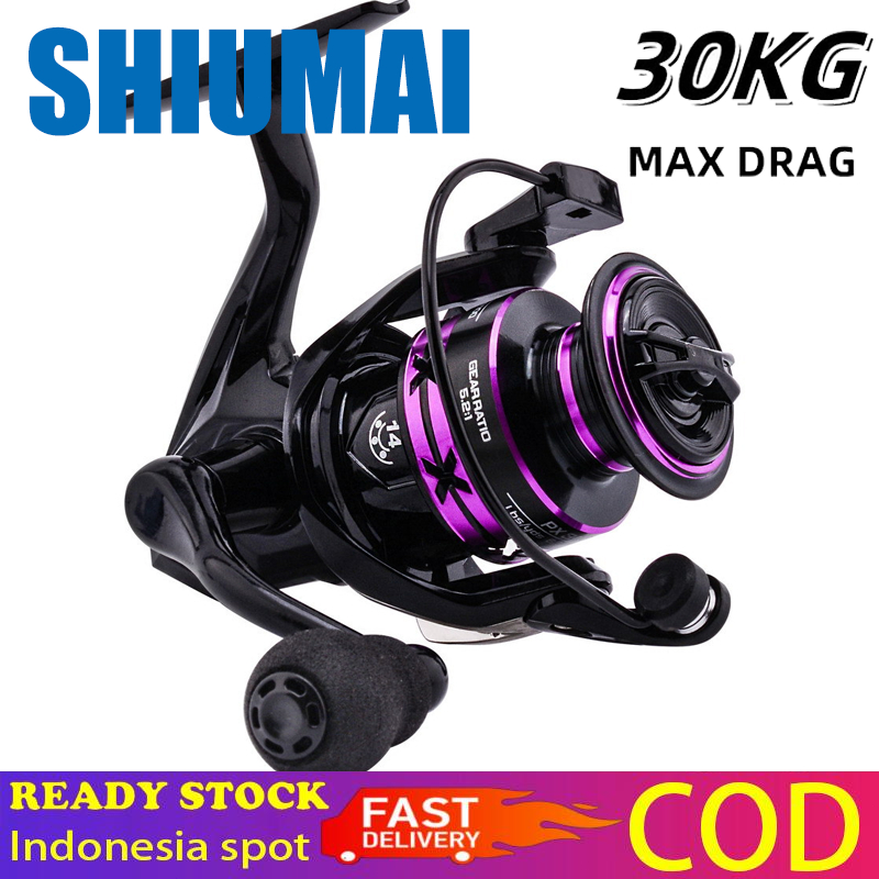 SHIUMAI Reel Pancing Murah Kuat Reel Spinning Saltwater Fishing Reel 30kg Max Drag 5.2:1 Speed Joran