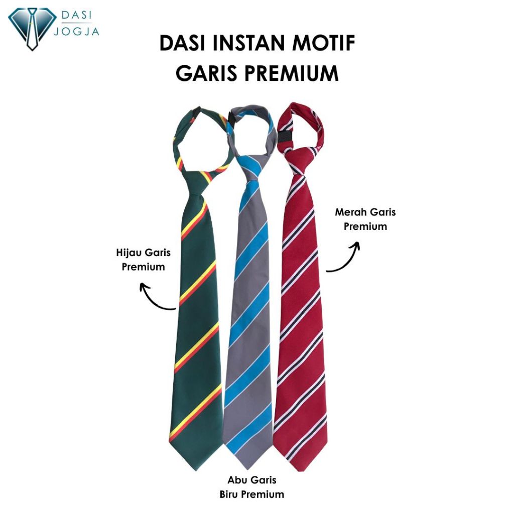 Dasi Instan Hijau Merah Motif Garis Premium