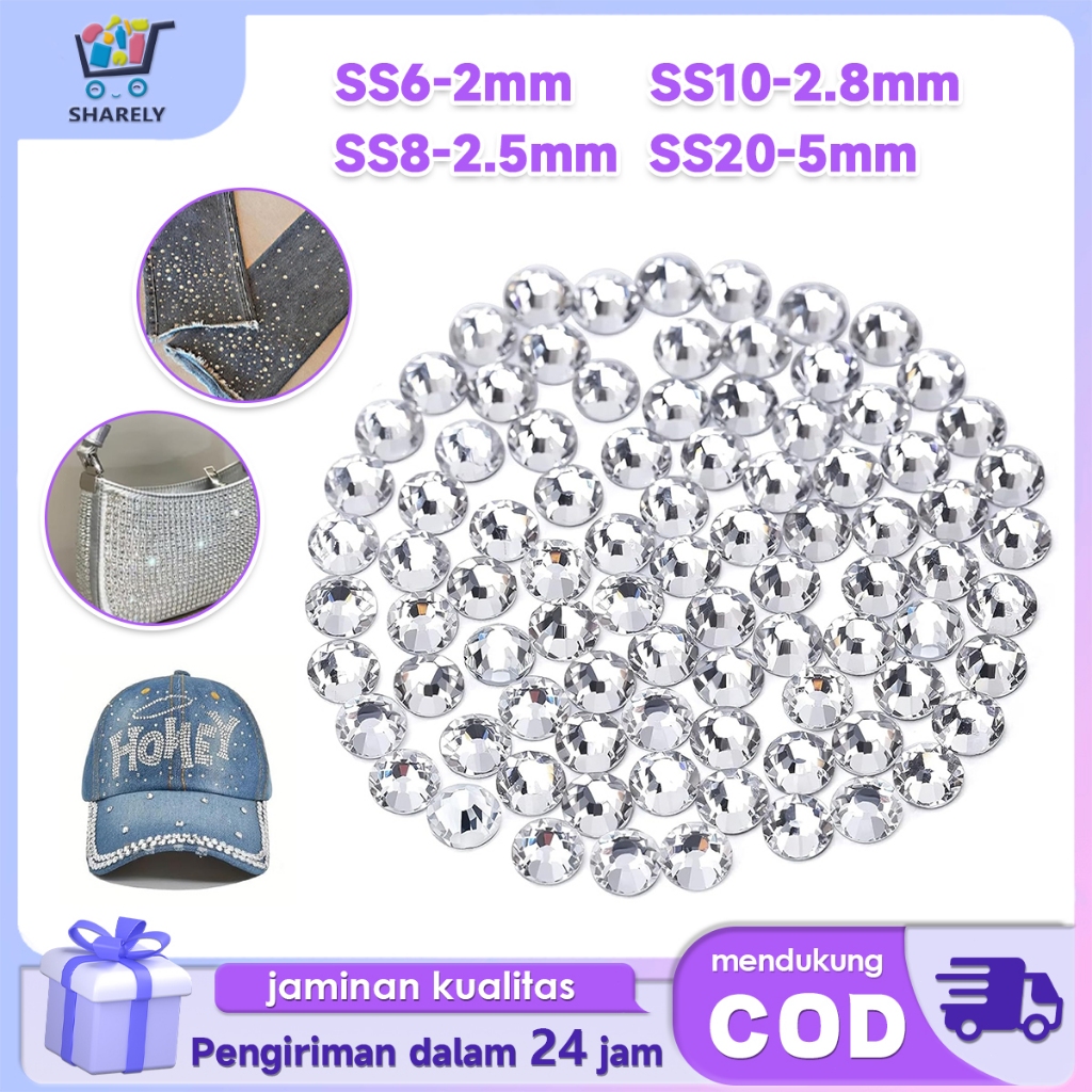 Kristal Putih 1440pcs Flatback Rhinestone SS6 SS8 SS10 SS20 Dekorasi Payet Rhinestone Serbaguna