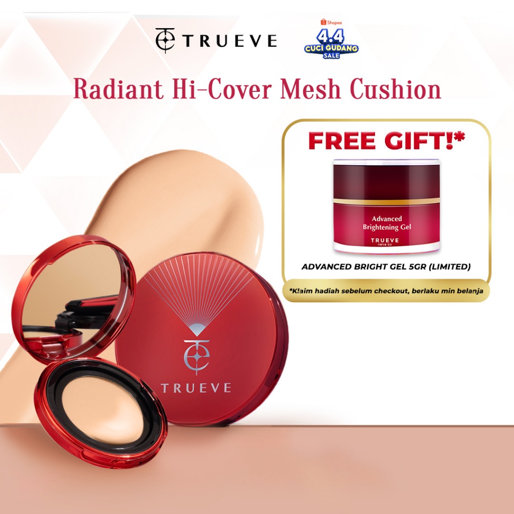 TRUEVE Radiant Hi-Cover Mesh Cushion - High Coverage Tahan Lama, Minim Oksidasi, Poreless Radiant Gl
