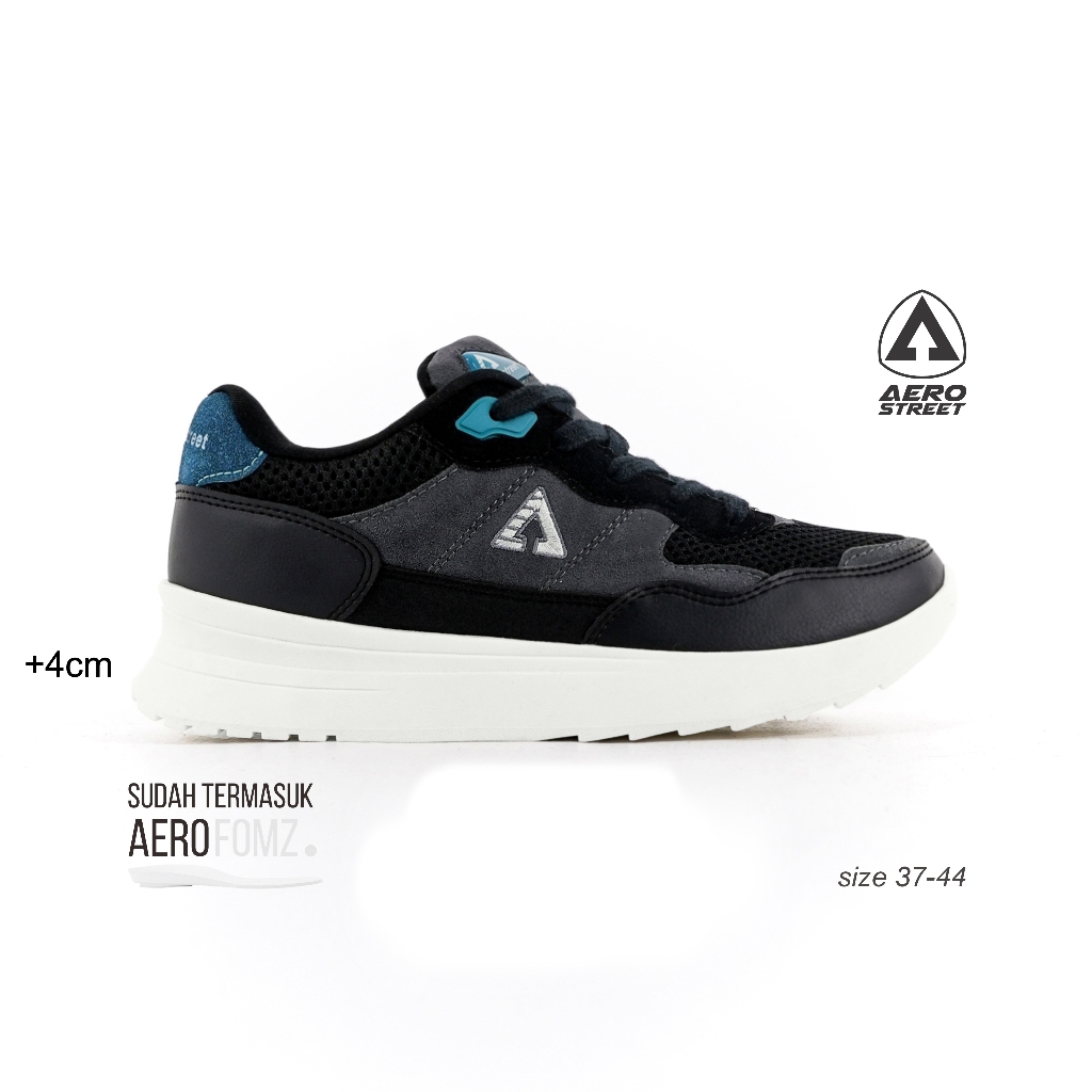 Aerostreet 37-44 Ortiz Natural Hitam Hijau Toska - Sepatu Sneakers Sport