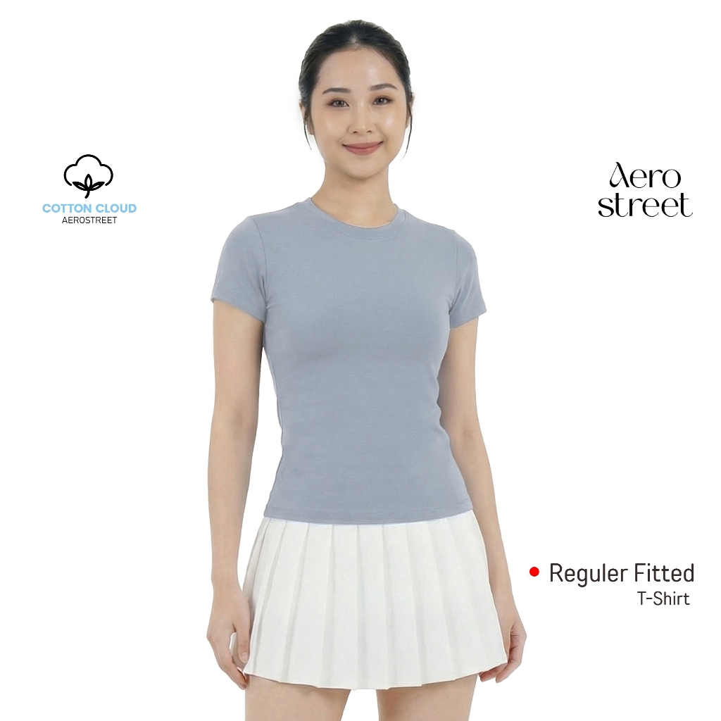 Aerostreet Fuji Kaos Wanita Perfect Fit Cotton Cloud Denim Fitted T-shirt Cewek Women Casual Cotton 