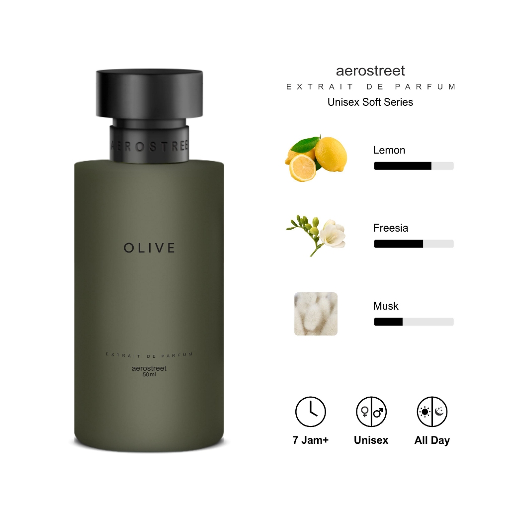 Aerostreet Parfum Soft Olive Aroma Lemon Freesia Musk - Extrait De Parfum PF009 Parfum Pria Wanita