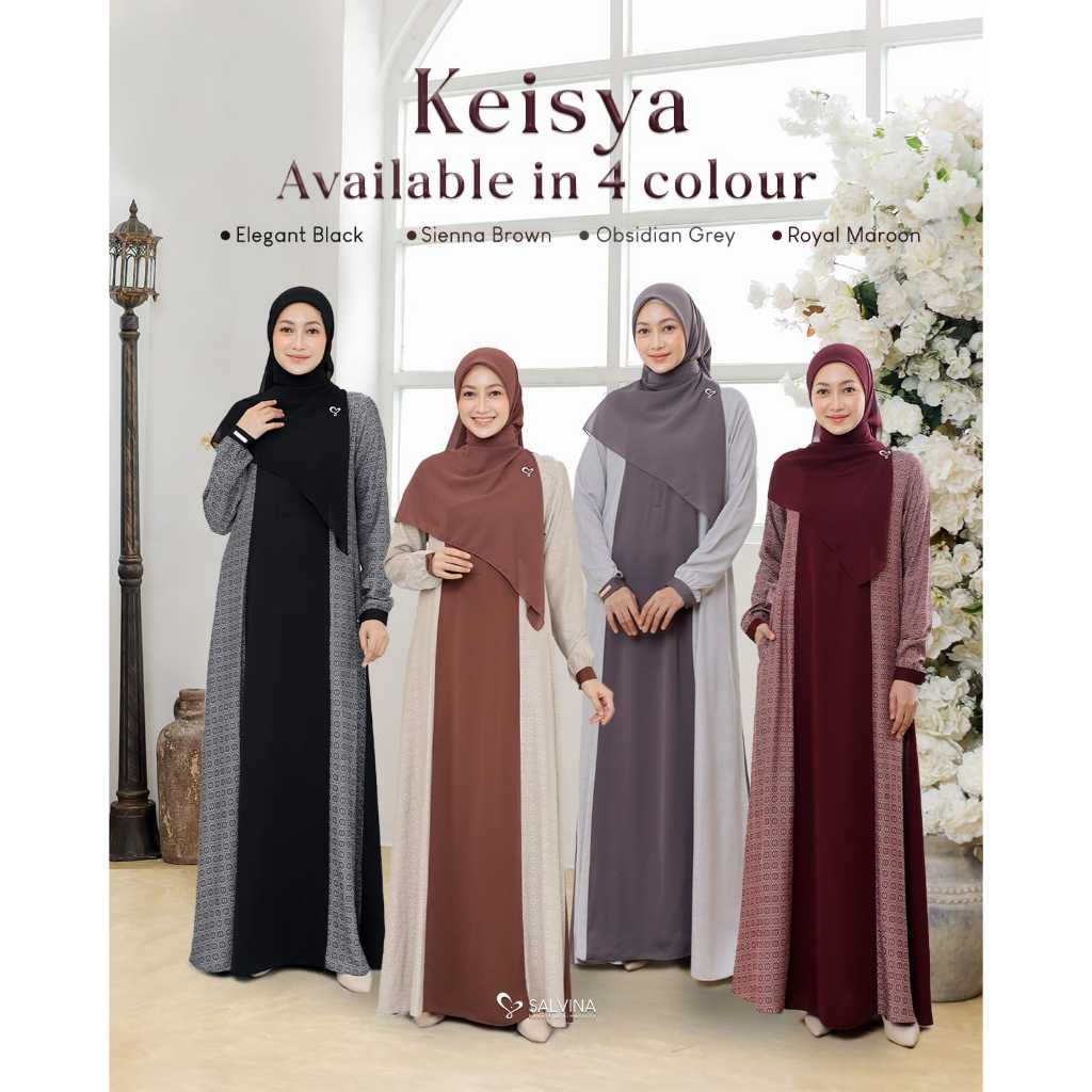 SALVINA Keisya Dress (tanpa jilbab) / Gamis daily /Gamis cantik / Gamis motif