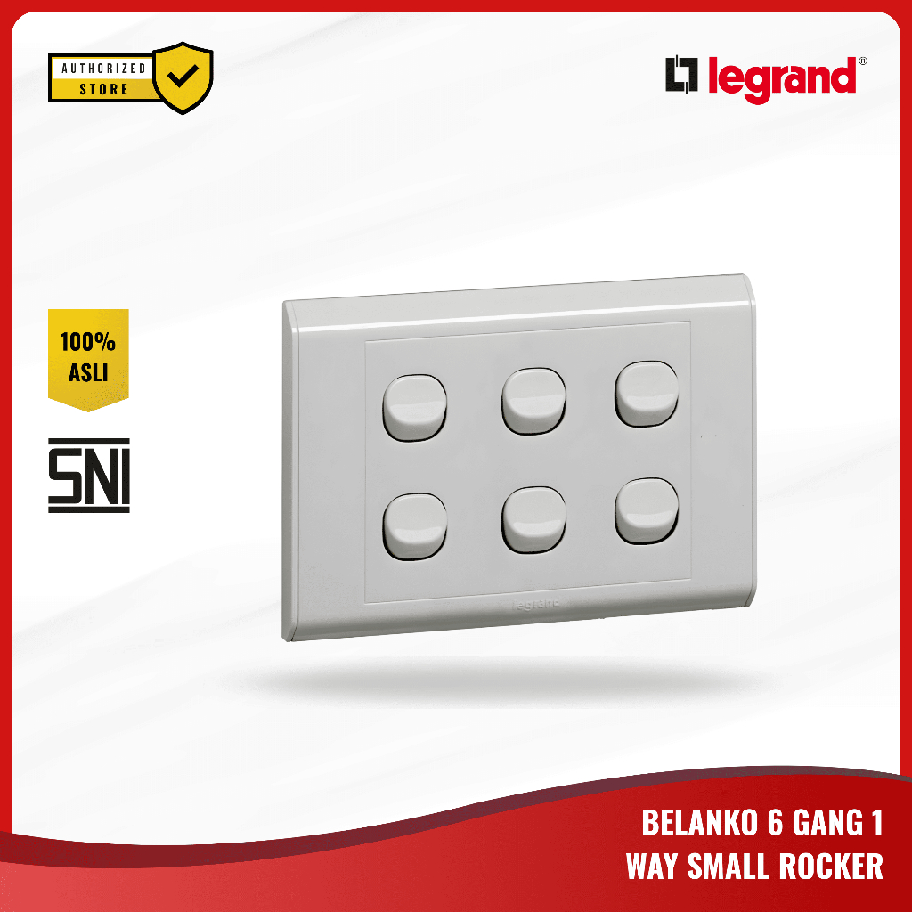 Legrand Saklar Belanko 6 Gang 1 Way Small Rocker White 617110