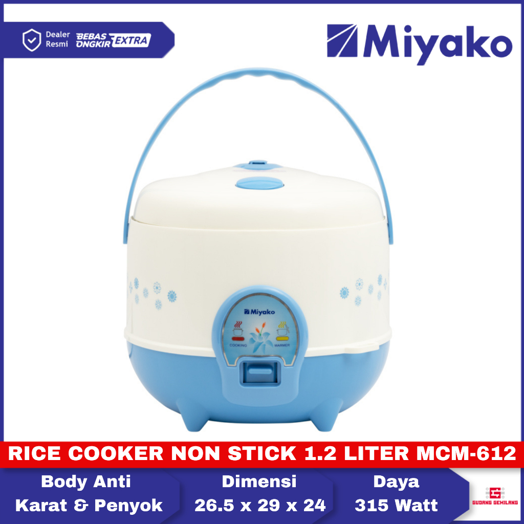 Rice Cooker Miyako Magic Warmer Plus 1.2 liter Magic Com 3in1 MCM-612 MIYAKO