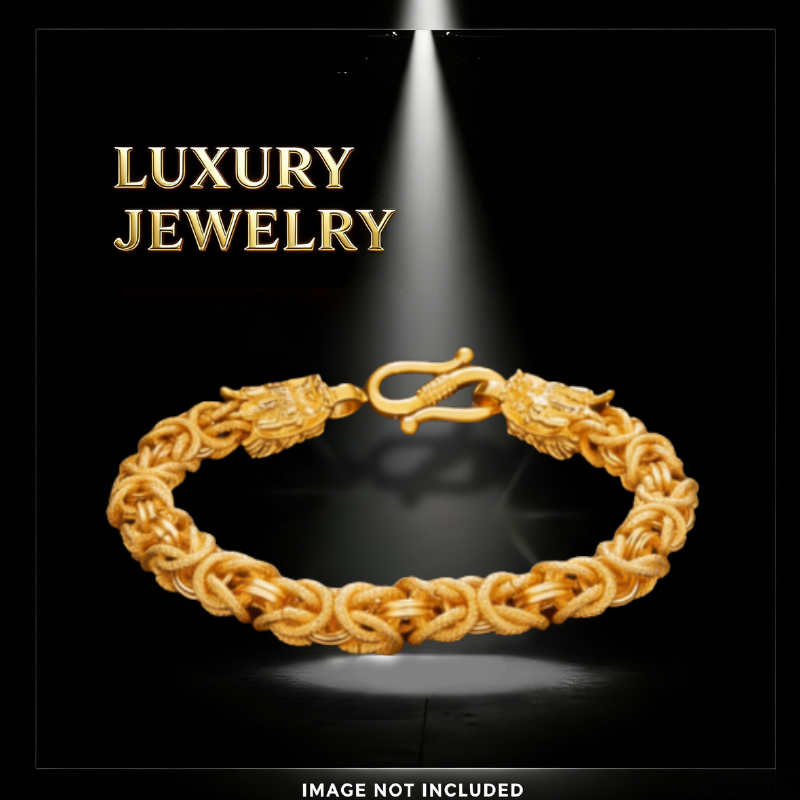 Gelang kepala naga berlapis emas untuk pria