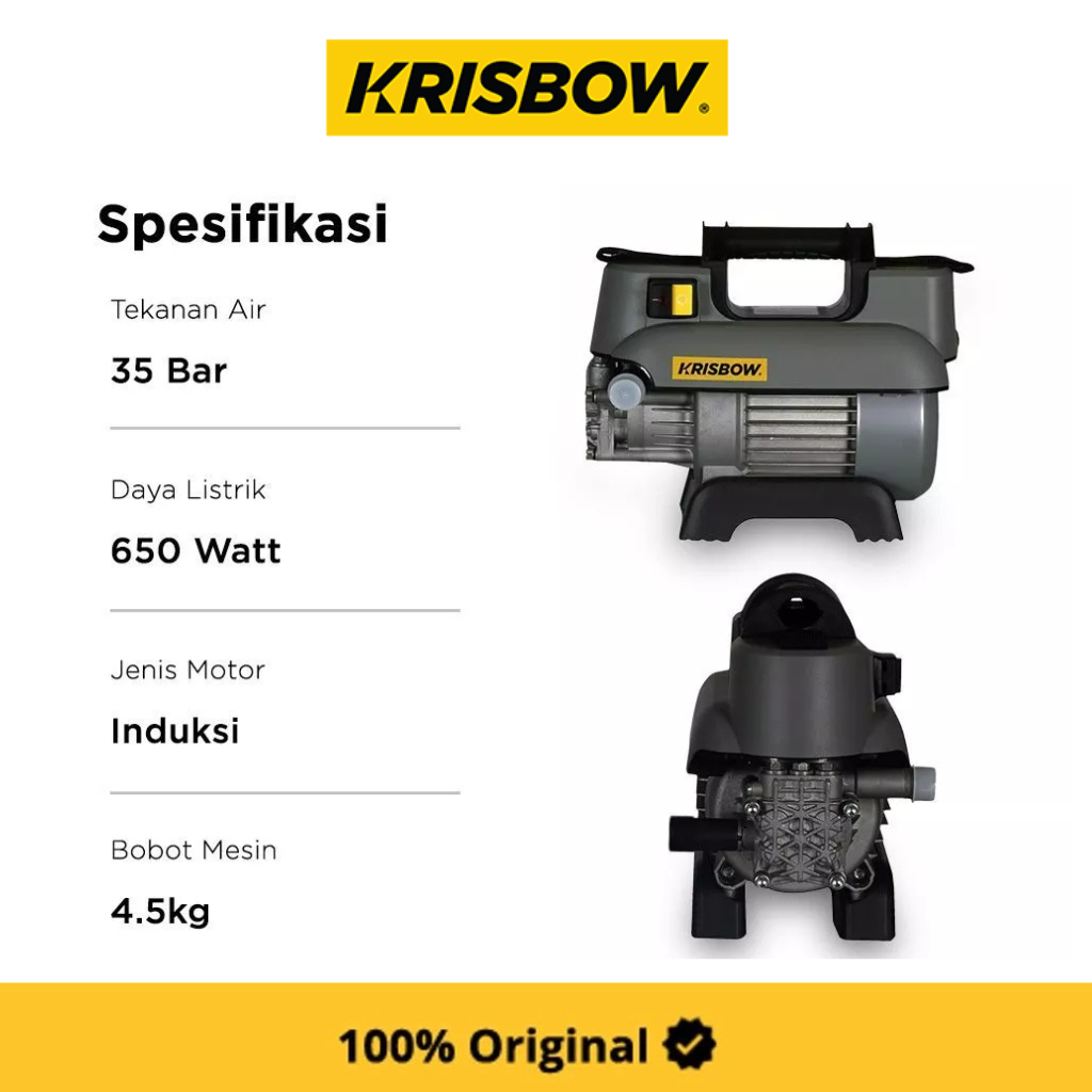 Krisbow High Pressure Cleaner Jet Cleaner 35 Bar Frhpe35 - Abu-Abu Alat Cuci AC Alat Cuci Motor Mesi