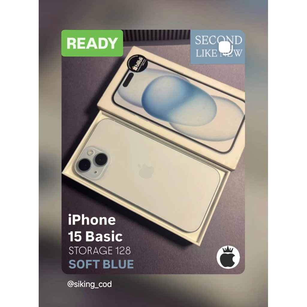 iPhone 15 basic 128gb — Soft Blue (Blibli resmi)