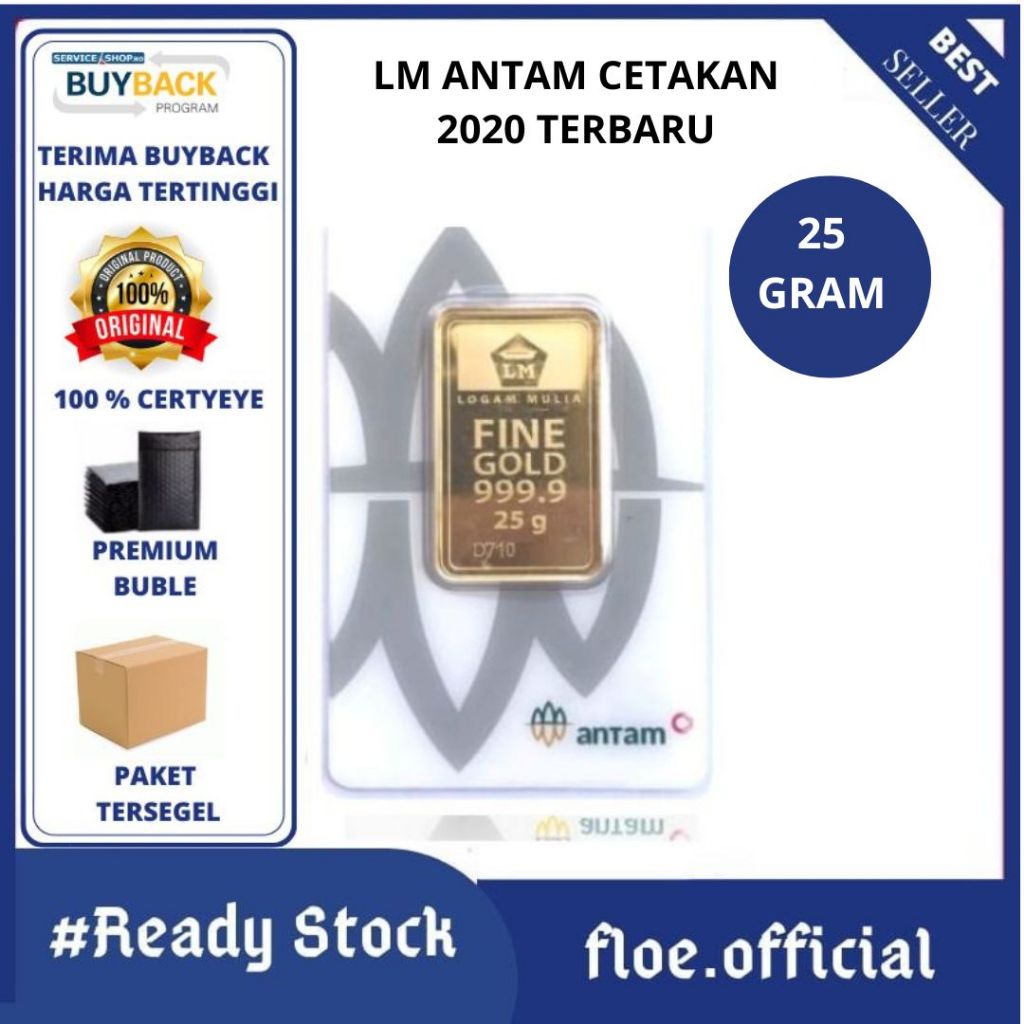 LM EMAS ANTAM 25 Gram, LOGAM MULIA TERBARUu