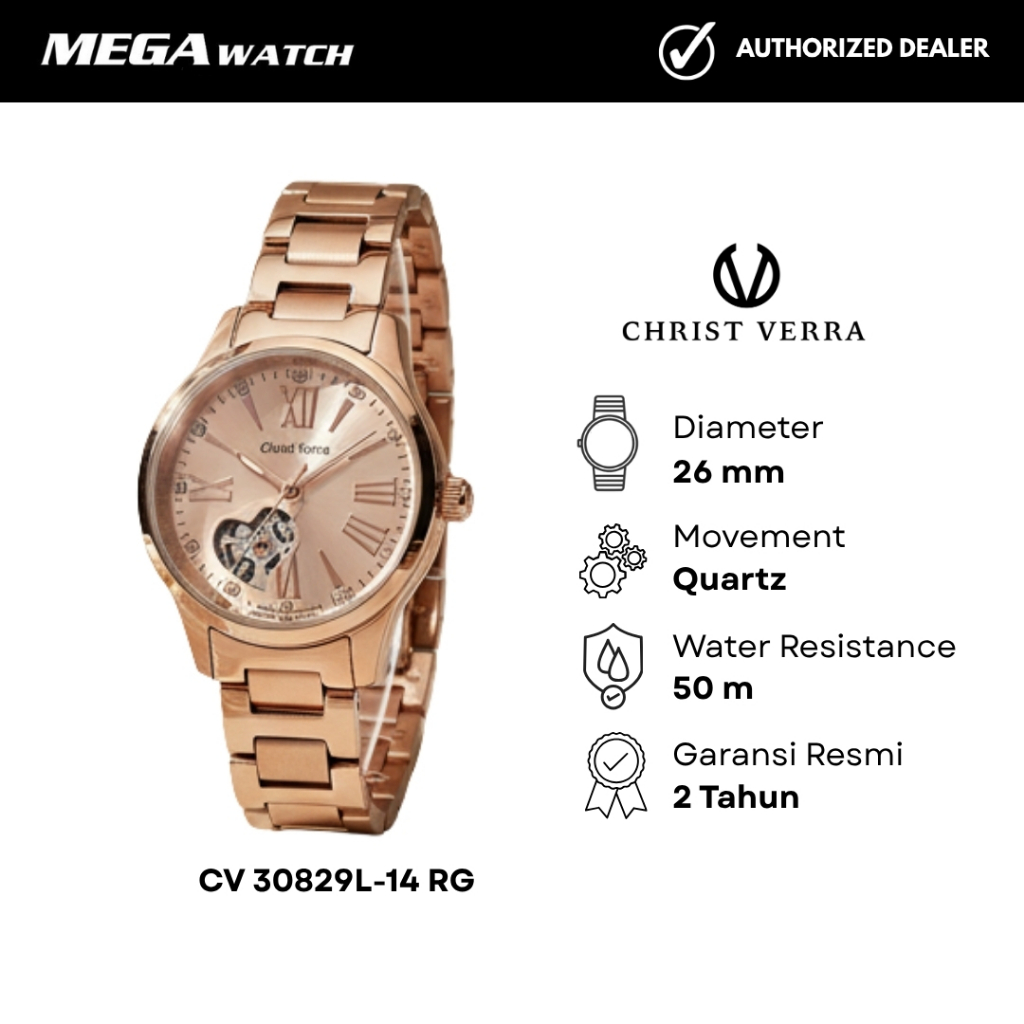 Jam Tangan CHRIST VERRA CHRIST VERRA Wanita Original CV 30829L-14 RG