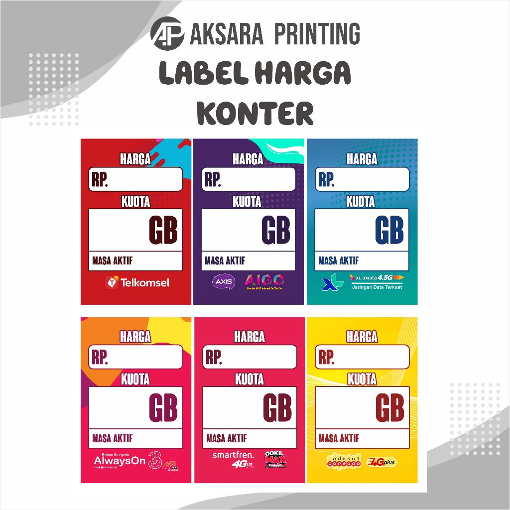 Voucher Harga Konter Label Harga Konter Display Harga Etalase Konter Stiker Konter Model Portrait