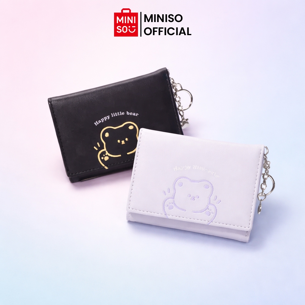 Miniso Dompet Wanita Lipat Kecil Card Holder Dompet Wanita Mini Kecil Lucu Short Wallet Tri-Fold Sho