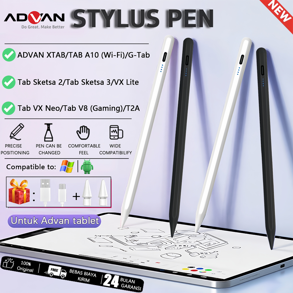 [100% ori] Advan Stylus Pen Universal Compatible for iPad Samsung Huawei IOS /Android Tablet Pencil 