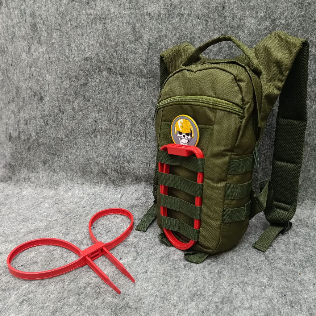 Tas Tactical Sepeda Hijau Fullset Tali Tis Merah / Tas Tactical Kecil / Tas Tactical / Tas Sepeda