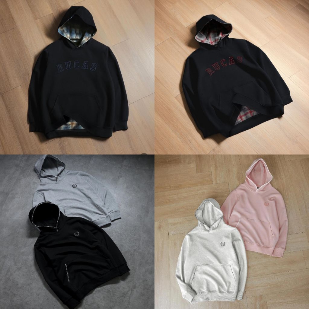 Rucas Hoodie Reversible Flannel Ultra Stitch Black Grey Pink - ORIGINAL