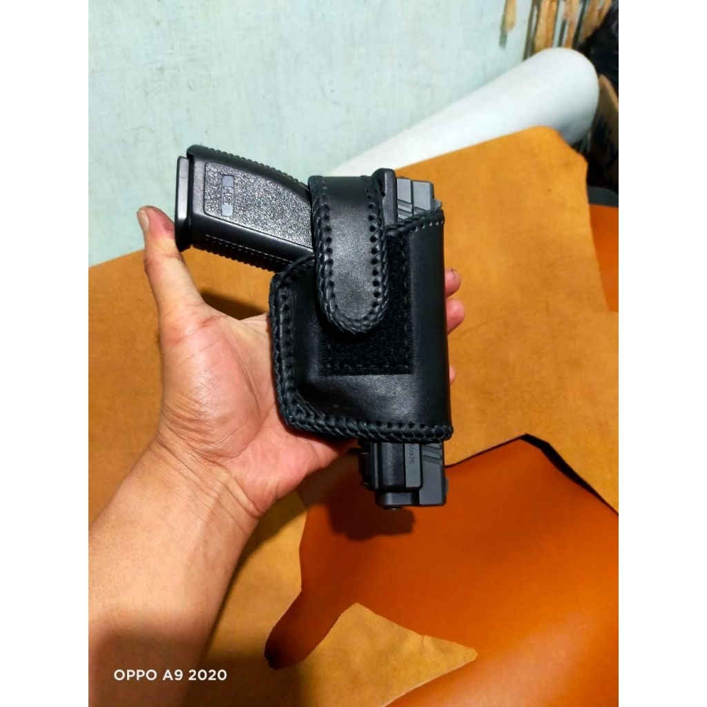 HOLSTER HS9-HS9 CUB COMPACT TNI-POLRI SARUNG SENJATA KULIT BERKUALITAS MODEL LUAR/ PINGGANG