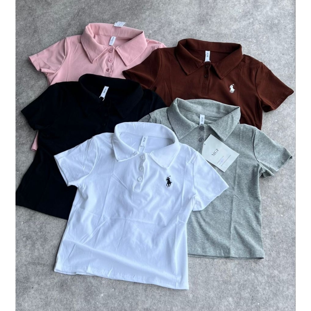 BAJU POLO CROP WANITA