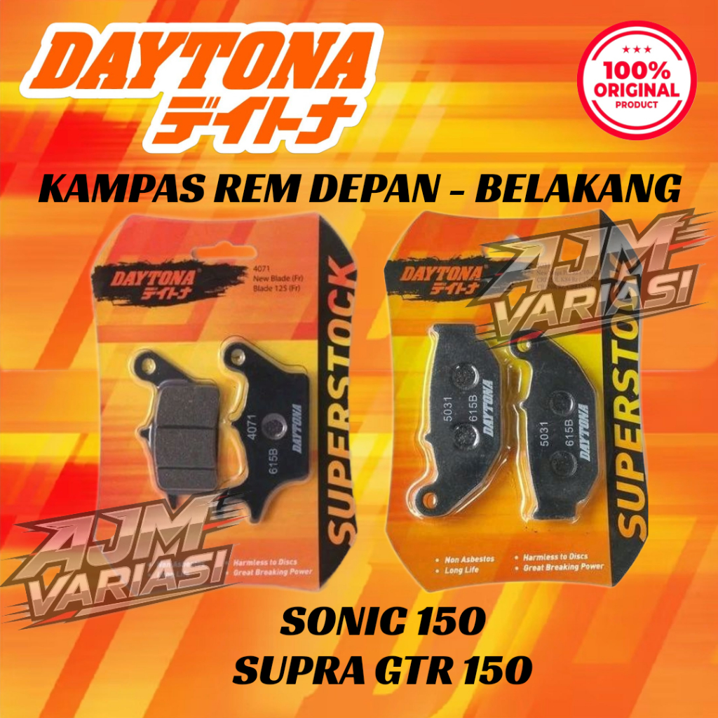 Paket Kampas Rem Depan Belakang DAYTONA SONIC, SUPRA GTR 150