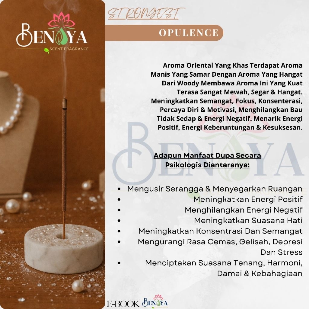 BENAYA Incense Stick OPULENCE AROMATERAPI BAKAR DUPA HIO WANGI PREMIUM
