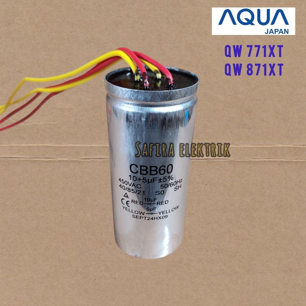 KAPASITOR AQUA 7 - 8 KG QW 771XT 871XT / CAPACITOR STARTER MESIN CUCI 2 TABUNG QW771XT QW871XT