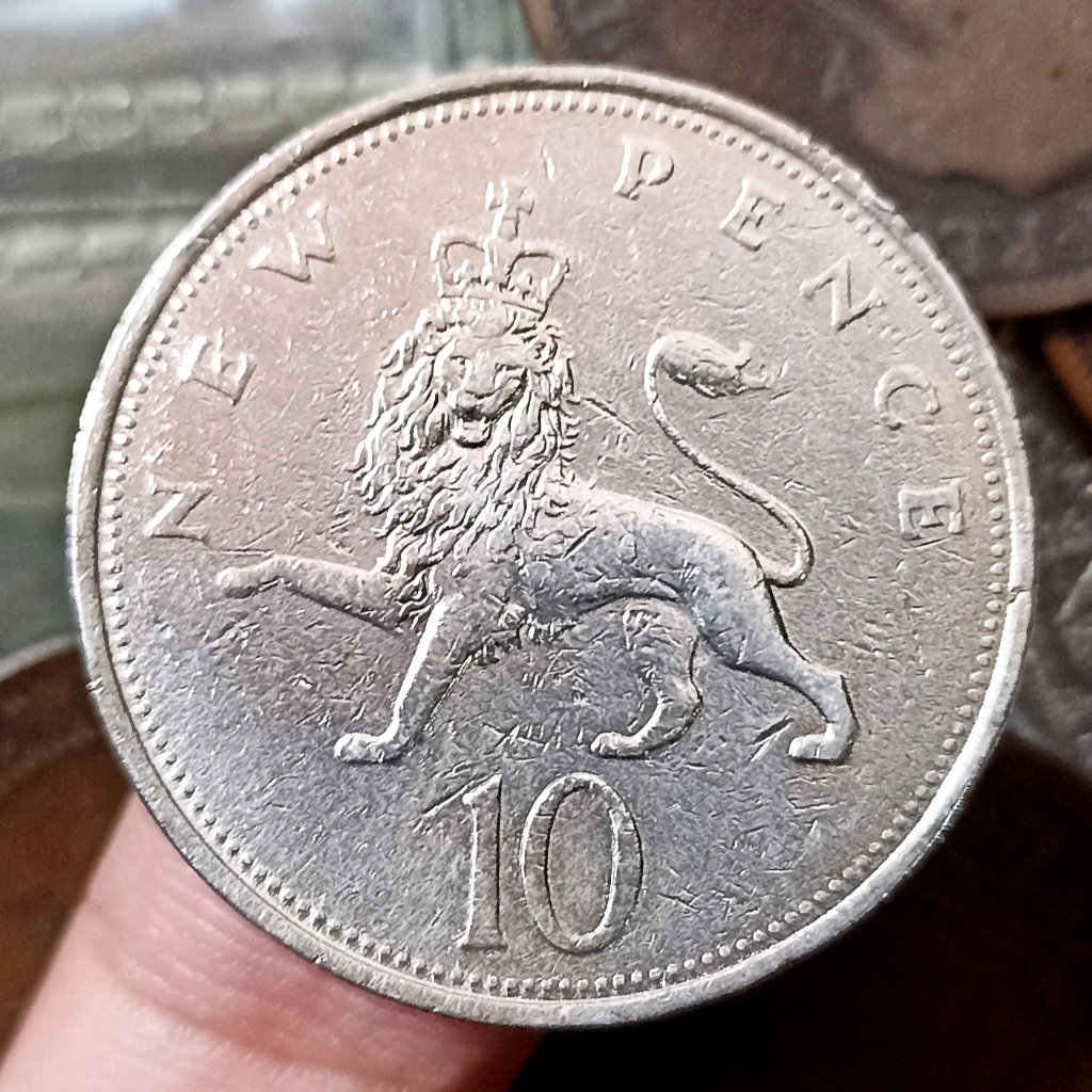 Koin Kuno Inggris UK 10 Pence - Elizabeth II Tahun 1968