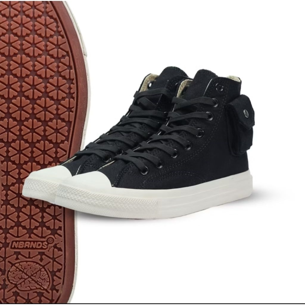 Sepatu Sneakers Pria Nobrands TPS HIGH CARGO BLACK WHITE