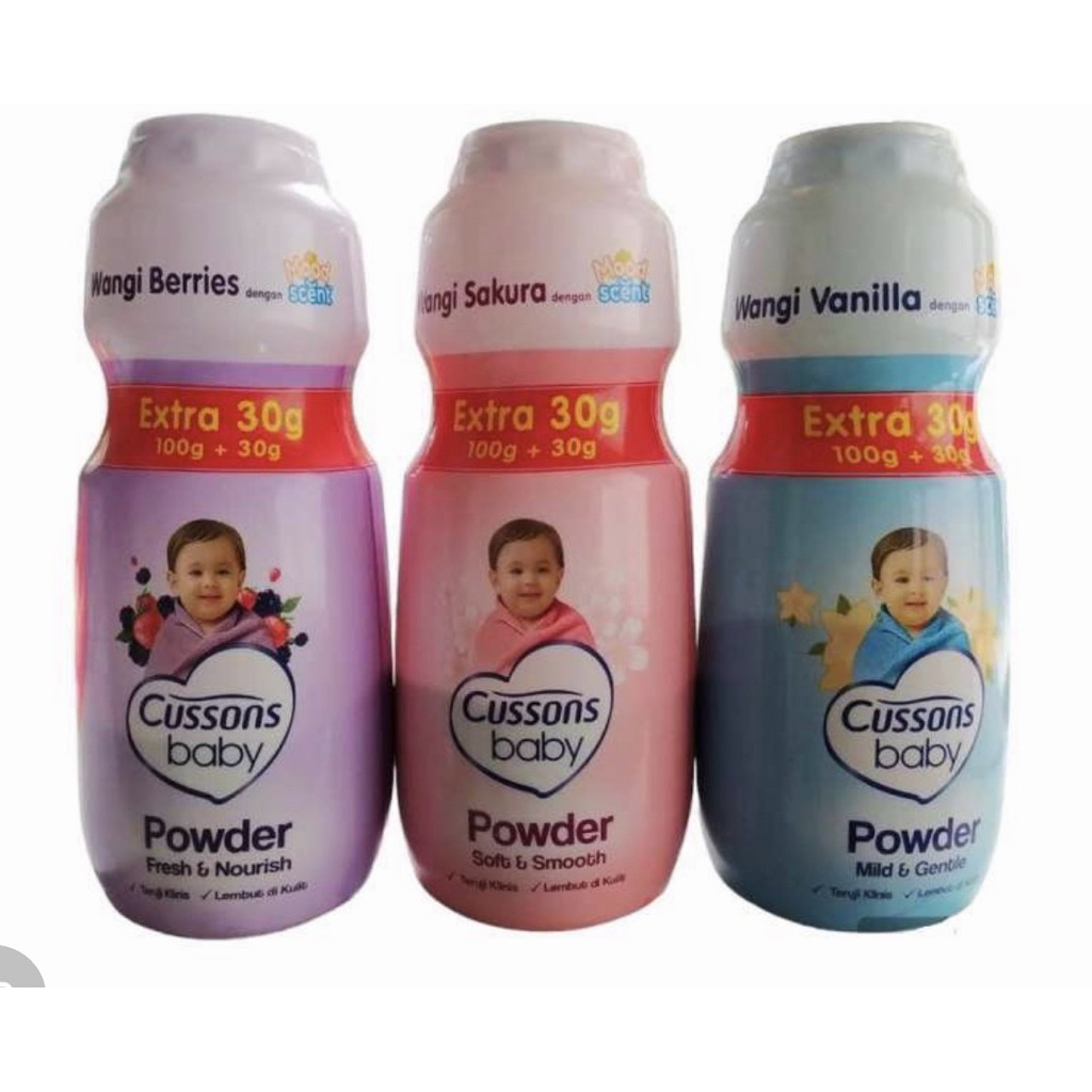 Bedak Bayi Cussons 100gr + 30gr - Lembut, Aman, Wangi Sakura